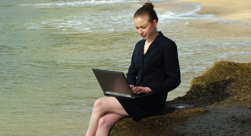 Working at the beach